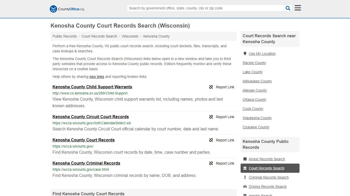 Kenosha County Court Records Search (Wisconsin)
